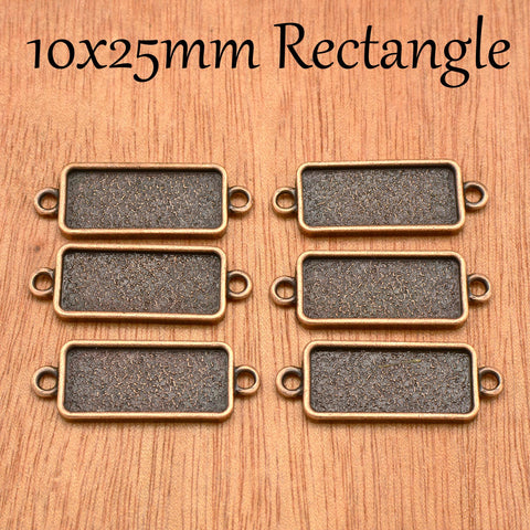 12mm Diamond Bezel Connector, Double Loop Pendant Tray Blanks, Connector Tray, Connector Bezel Blank for Jewelry Making