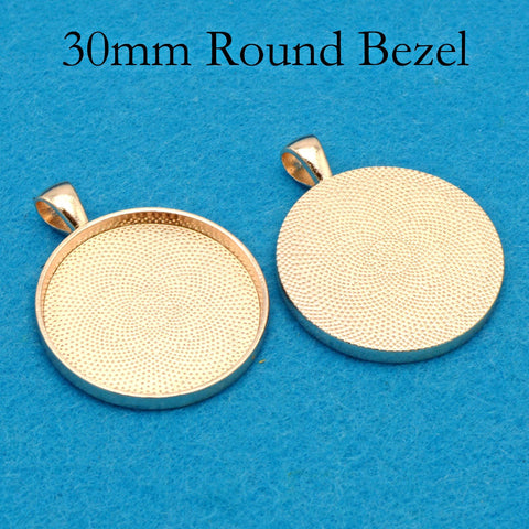 30mm Pendant Pendant Tray, 30mm Round Bezel Pendant Setting,  30mm Round Cabochon Setting, 30mm Pendant Blanks Silver Bronze Copper