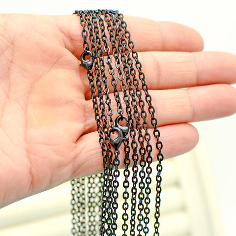 10 pcs - Black Chain Necklace 18 20 24 30 Inches, Black Necklace for Women, Black Chain for Jewelry Making