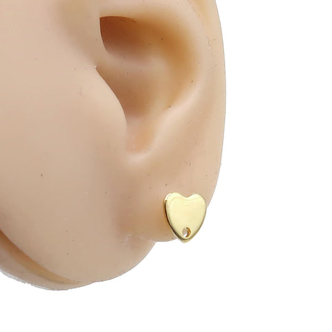 Stainless Steel Earring Stud, Round Teardrop Heart Earring Stud Earring Connector, Silver Gold Earring Findings Jewelry Supplies