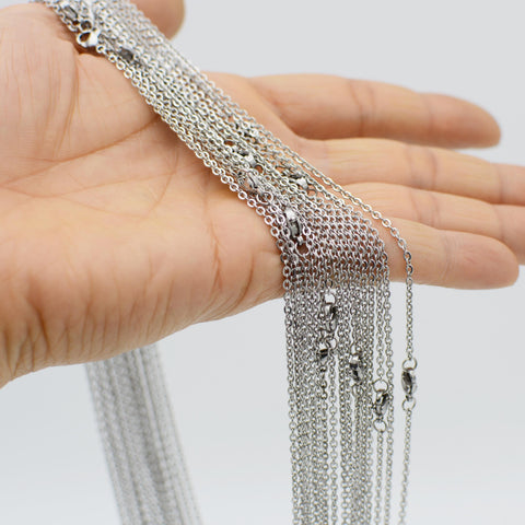 100 x Stainless Steel Necklace for Women or Men, Stainless Steel Chain Necklace Wholesale, Stainless Steel Chain for Jewelry Making