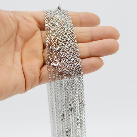 100 x Stainless Steel Necklace for Women or Men, Stainless Steel Chain Necklace Wholesale, Stainless Steel Chain for Jewelry Making