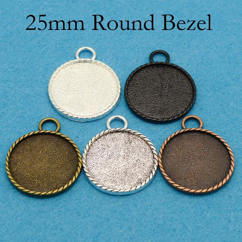 25mm Round Bezel Pendant Blanks, Cabochon Setting, Round Pendant Tray, 25mm Cameo Setting for Jewelry Making