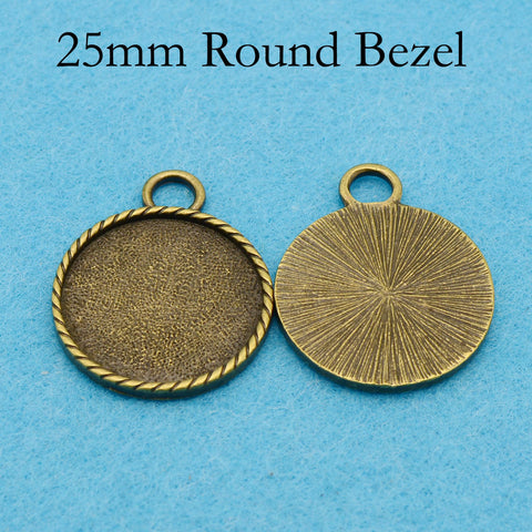 25mm Round Bezel Pendant Blanks, Cabochon Setting, Round Pendant Tray, 25mm Cameo Setting for Jewelry Making