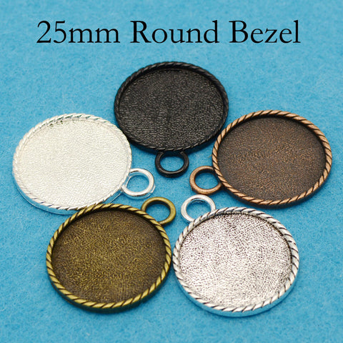 25mm Round Bezel Pendant Blanks, Cabochon Setting, Round Pendant Tray, 25mm Cameo Setting for Jewelry Making