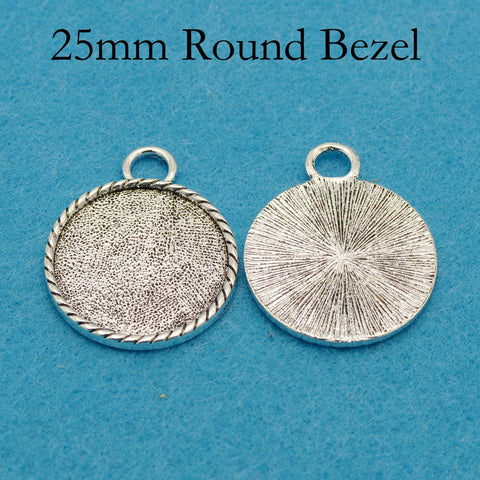 25mm Round Bezel Pendant Blanks, Cabochon Setting, Round Pendant Tray, 25mm Cameo Setting for Jewelry Making