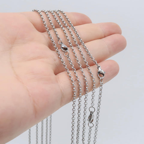 Stainless Steel Chain Necklace, Stainless Steel Rolo Chain Necklace Tarnish Free, Wholesale Stainless Steel Necklace for Women Men