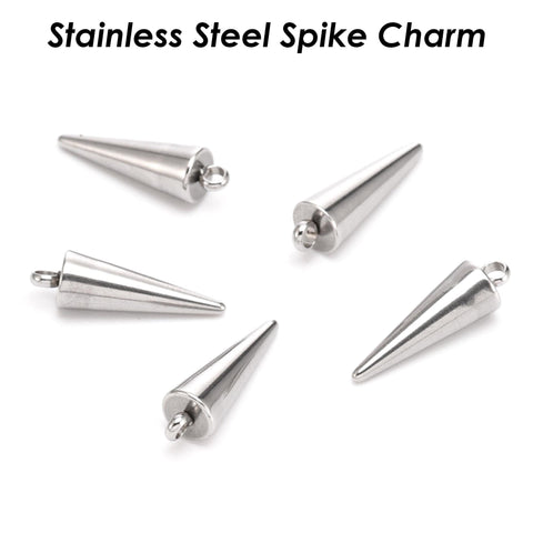 10 x Spike Charms Gold Silver, Stainless Steel Charms, Spike Cone Charms, Spike Pendants for Jewelry Making, Jewelry Supplies