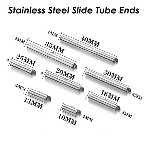 10 x Silde on End Clasp Tube Slider End Caps, Stainless Steel Tube Slider Clips Gold Silver, Slide Tube Ends, Jewelry Supplies