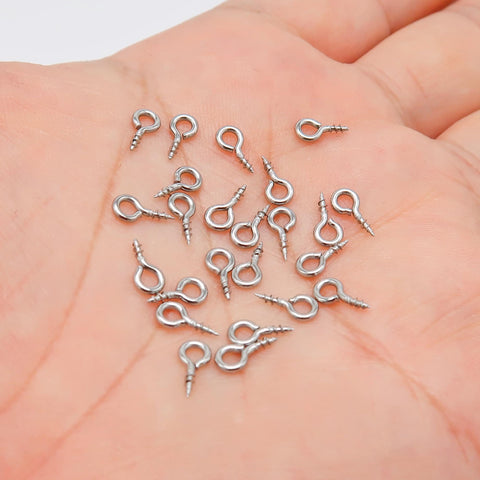 50 x Stainless Steel Eye Screws Gold Silver, Screw Eye Bails, Screw Eye Pin, Eye Pin Bail Peg for Jewelry Making, Jewelry Supplies