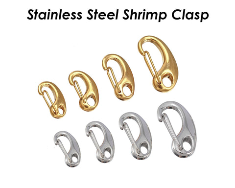10 x Stainless Steel Lobster Clasp Gold Silver, Shrimp Clasp, Push Gate Clasp, Carabiner Clasp, Wholesale Jewelry Findings Supplies