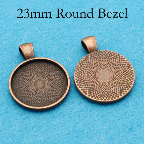 23mm Round Pendant Tray, 7/8 Inch Pendant Blanks, 23mm Round Bezel Cup, 23mm Cabochon Setting Base for Jewelry Making