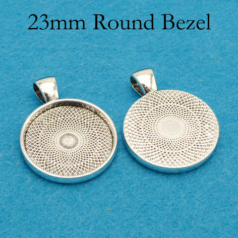 23mm Round Pendant Tray, 7/8 Inch Pendant Blanks, 23mm Round Bezel Cup, 23mm Cabochon Setting Base for Jewelry Making