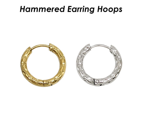 Hammered Huggie Hoop Earrings Gold Silver Stainless Steel Huggie Hoops for Women, Huggie Earring Hoop, Hoop Earrring Clip