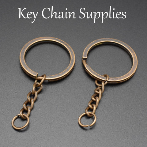 Keychain Supplies, KeyChain Keyring with Chain jump rings, Bronze Copper Silver Gold Key Chain Supplies, Split Key Ring for Jewelry Making