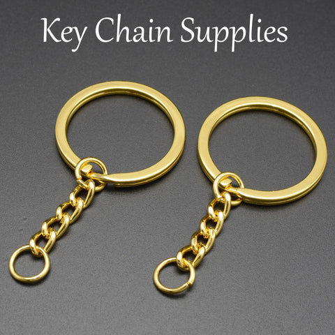 Keychain Supplies, KeyChain Keyring with Chain jump rings, Bronze Copper Silver Gold Key Chain Supplies, Split Key Ring for Jewelry Making