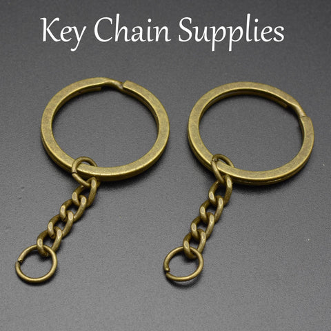 Keychain Supplies, KeyChain Keyring with Chain jump rings, Bronze Copper Silver Gold Key Chain Supplies, Split Key Ring for Jewelry Making