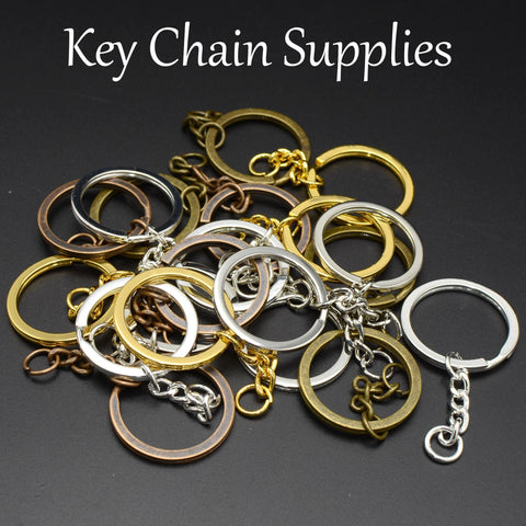 Keychain Supplies, KeyChain Keyring with Chain jump rings, Bronze Copper Silver Gold Key Chain Supplies, Split Key Ring for Jewelry Making