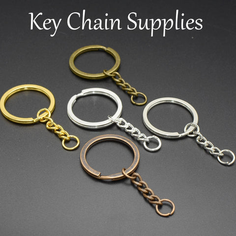 Keychain Supplies, KeyChain Keyring with Chain jump rings, Bronze Copper Silver Gold Key Chain Supplies, Split Key Ring for Jewelry Making