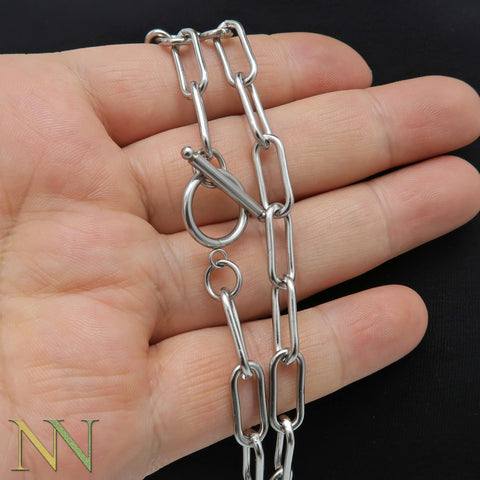 Stainless Steel Paperclip Clip Chain Gold Silver, Paper Clip Chain Stainless Steel Chain Bulk Chain for Necklace Bracelet Making