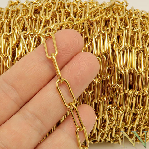 Stainless Steel Paperclip Clip Chain Gold Silver, Paper Clip Chain Stainless Steel Chain Bulk Chain for Necklace Bracelet Making