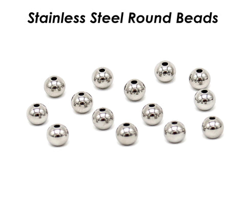 100 x Stainless Steel Round Spacer Beads Gold Plated, 2mm 3mm 4mm 5mm 6mm 8mm 10mm Polished Solid Smooth Seamless Beads for Jewelry Making