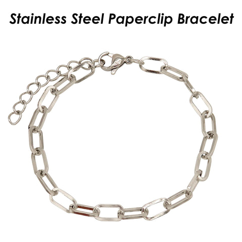 Paperclip Bracelet Stainless Steel Paper clip Bracelet Gold Silver Chain Bracelet, Stainless Steel Bracelet for Women or Men