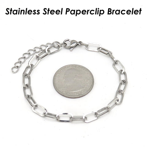 Paperclip Bracelet Stainless Steel Paper clip Bracelet Gold Silver Chain Bracelet, Stainless Steel Bracelet for Women or Men