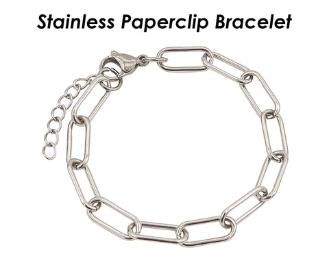 Big Paperclip Bracelet Stainless Steel Paper Clip Bracelet Gold Silver Chain Bracelet, Stainless Steel Bracelet for Men Women