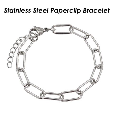 Big Paperclip Bracelet Stainless Steel Paper Clip Bracelet Gold Silver Chain Bracelet, Stainless Steel Bracelet for Men Women