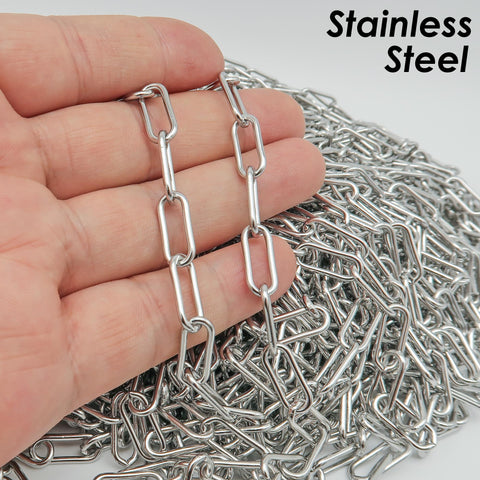 Big Paperclip Bracelet Stainless Steel Paper Clip Bracelet Gold Silver Chain Bracelet, Stainless Steel Bracelet for Men Women