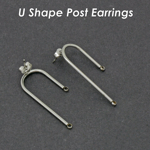 U-Shaped Earring Posts, Stainless Steel Stud Earrings, Arch Earring Connector, Silver Gold Earring Findings, Post Earring with Connector