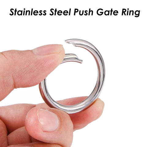 Stainless Steel Carabiner Clasp, Round Carabiner Lock Connector, Gate Ring, Push Gate Ring Gold Silver, Charm Holder Connector