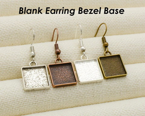 20 pcs - Rectangle Earring Bases 10x25mm - Silver, Bronze/Copper Earring Setting, Rectangle Earring Bezel Blanks, Earring Tray Charm