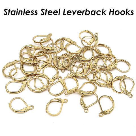 50 x Stainless Steel Leveback Ear Wires, Lever Back Earring Hooks Earwires, Hypoallergenic Earring Hooks Jewelry Supplies