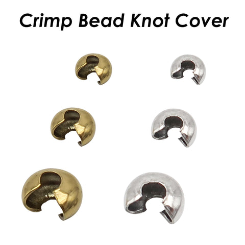 50 x Crimp Bead Knot Cover for Jewelry Making, Tarnish Resistant Silver Gold Crimp Covers for Bracelet Necklace, Jewelry Supplies