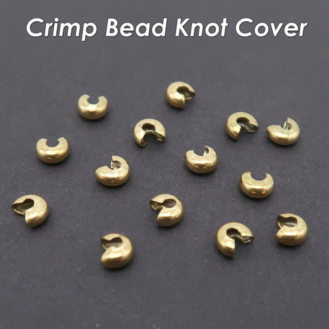 50 x Crimp Bead Knot Cover for Jewelry Making, Tarnish Resistant Silver Gold Crimp Covers for Bracelet Necklace, Jewelry Supplies