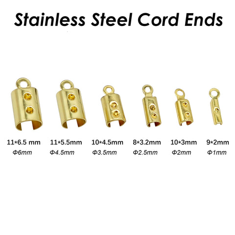 50 x Stainless Steel Crimp End Caps, Fold over End Caps, Pinch End Caps, Rope Cord End Clasps, Cord Crimp Cover for Jewelry Making