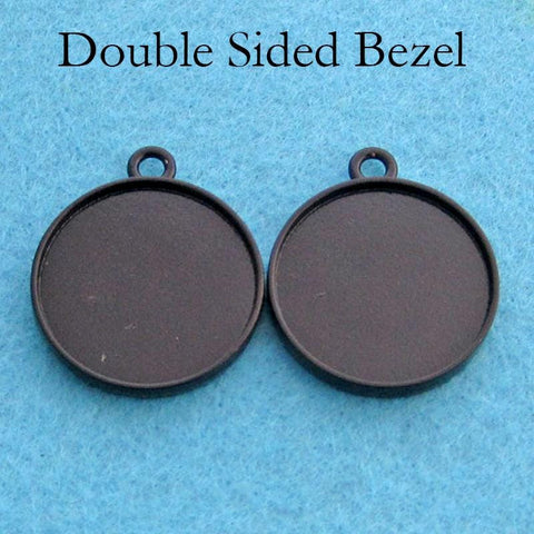 25mm Double Sided Pendant Tray, Two Sided Pendant Bezel Pendant Blanks, 2 Sides Cabochon Base, Blank Pendant Setting for Jewelry Making