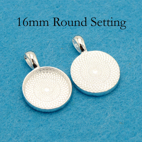 16mm Pendant Pendant Tray, 16mm Bezel Pendant Setting,  16mm Round Cabochon Setting, 16mm Pendant Blanks Silver Bronze Copper Gold