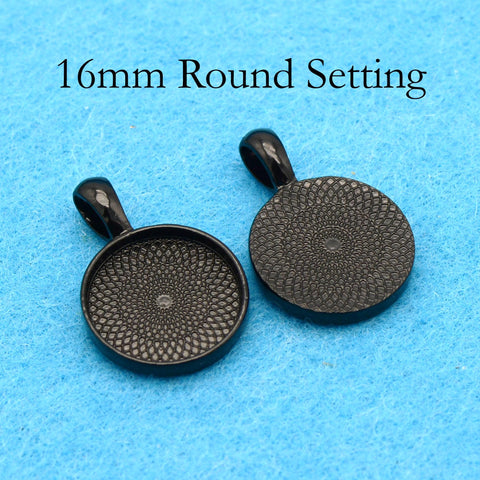 16mm Pendant Pendant Tray, 16mm Bezel Pendant Setting,  16mm Round Cabochon Setting, 16mm Pendant Blanks Silver Bronze Copper Gold