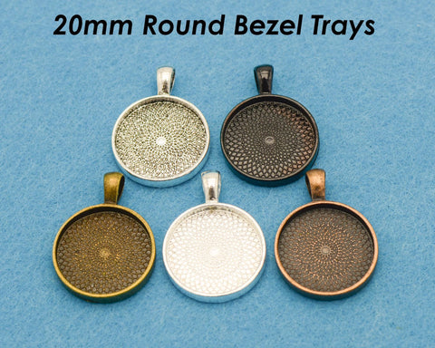 20mm Pendant Pendant Tray, 20mm Round Bezel Pendant Setting, 20mm Cabochon Setting, 20mm Round Pendant Blanks Silver Bronze Copper Gold