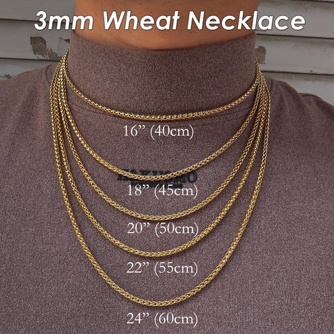 Stainless Steel Necklace Gold Wheat Chain, Tarnish Free Silver Wheat Necklace Wholesale, Stainless Steel Chain for Jewelry Making