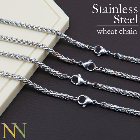 Stainless Steel Necklace Gold Wheat Chain, Tarnish Free Silver Wheat Necklace Wholesale, Stainless Steel Chain for Jewelry Making