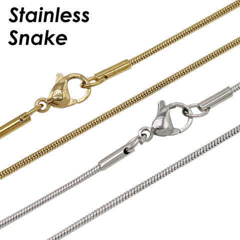 Snake Necklace for Women Men, Stainless Steel Snake Chain Necklace Wholesale, Tarnish Free Snake Necklace Gold Silver for Jewelry Making