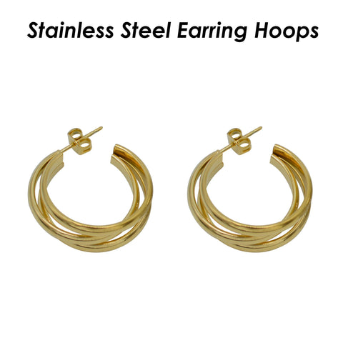 Triple Wire Hoop Earring Stainless Steel Huggie Earring Hoops Gold Silver, Hinged Hoop Earrings for Women, Minimalist Earrings