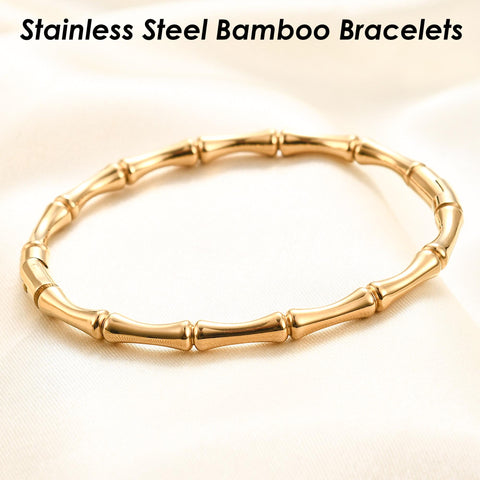 Bamboo Bracelet Stainless Steel Bracelet Bangle, Silver Gold Bracelet for Women, Minimalist Jewelry Supplies