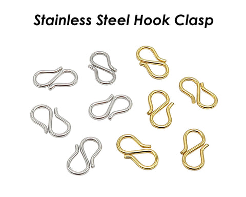 50 x S Hook Clasps Gold Silver, Stainless Steel S Hook Clasp for Necklace Bracelet Connector, Jewelry Findings Jewelry Supplies