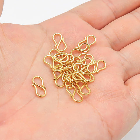 50 x S Hook Clasps Gold Silver, Stainless Steel S Hook Clasp for Necklace Bracelet Connector, Jewelry Findings Jewelry Supplies