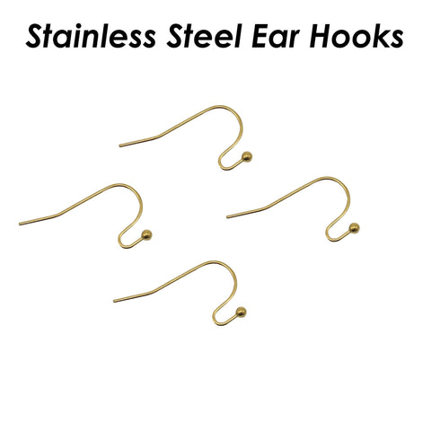 50 x Stainless Steel Earring Hooks Gold Silver Earwires, Surgical Steel Earrings Wires Ear Hooks for Jewelry Making